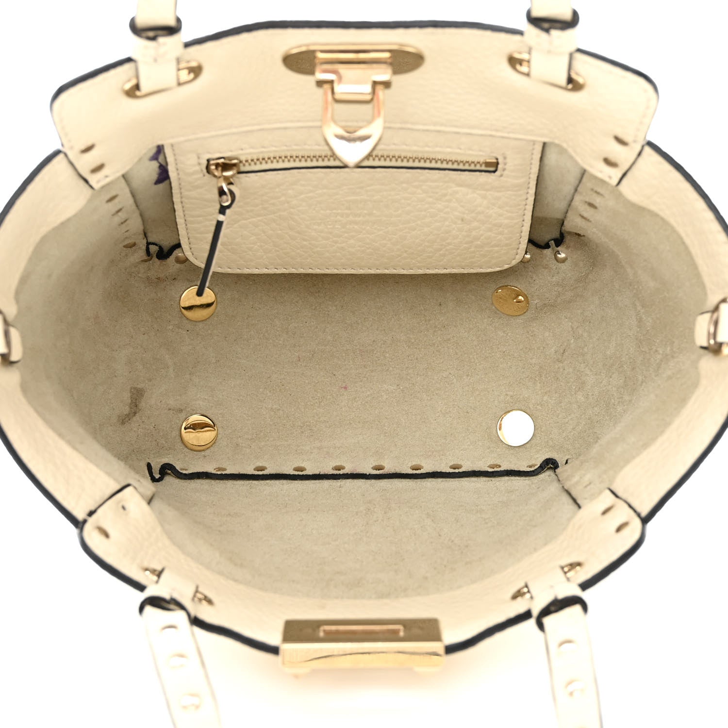 Valentino Garavani Pebbled Calfskin Mini Rockstud Tote Ivory 5 of 16