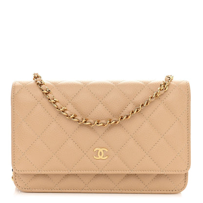 Chanel Caviar Quilted Wallet On Chain WOC Beige 1 of 13