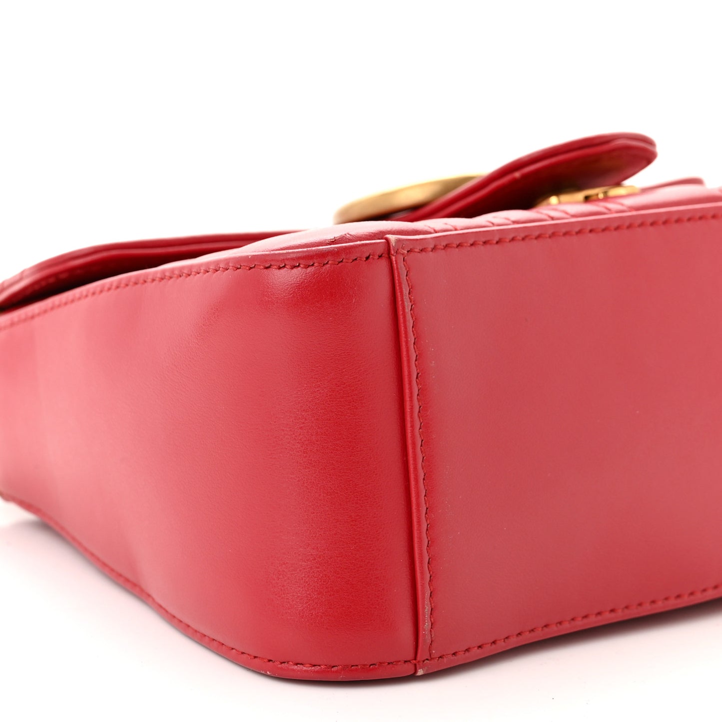 Calfskin Matelasse Mini GG Marmont Top Handle Shoulder Bag Hibiscus Red