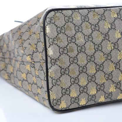 Gucci Soft GG Supreme Monogram Bees Medium Crossbody Tote Beige Oro Black 9 of 11