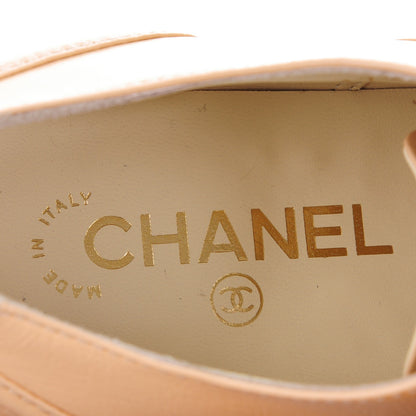 Chanel Crumpled Calfskin Lace Up Platform Oxford 38.5 Beige Black 7 of 8