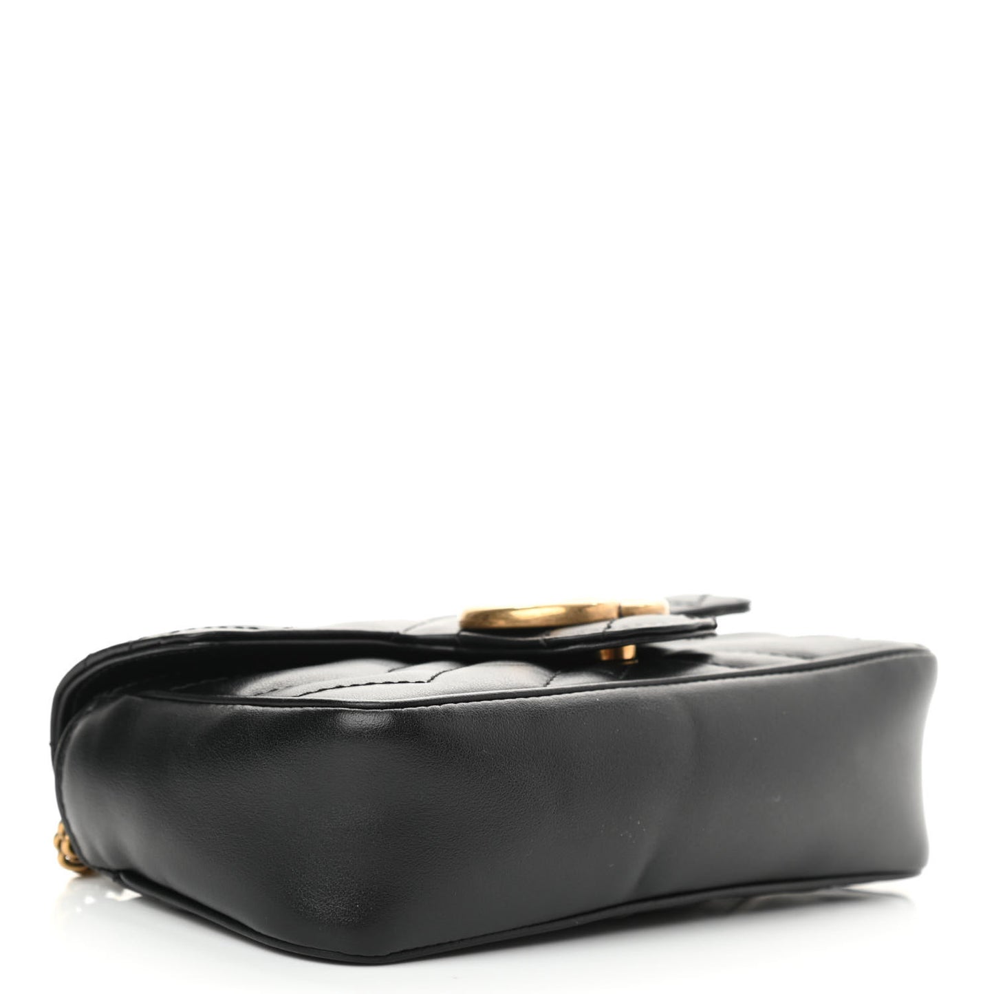 Calfskin Matelasse Super Mini GG Marmont Shoulder Bag Black