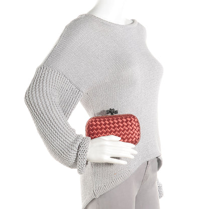 Bottega Veneta Satin Intreccio Impero Ayers Knot Clutch Magma 2 of 7