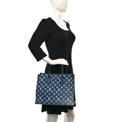 Louis Vuitton Monogram Jacquard Denim Onthego MM Bleu 2 of 8