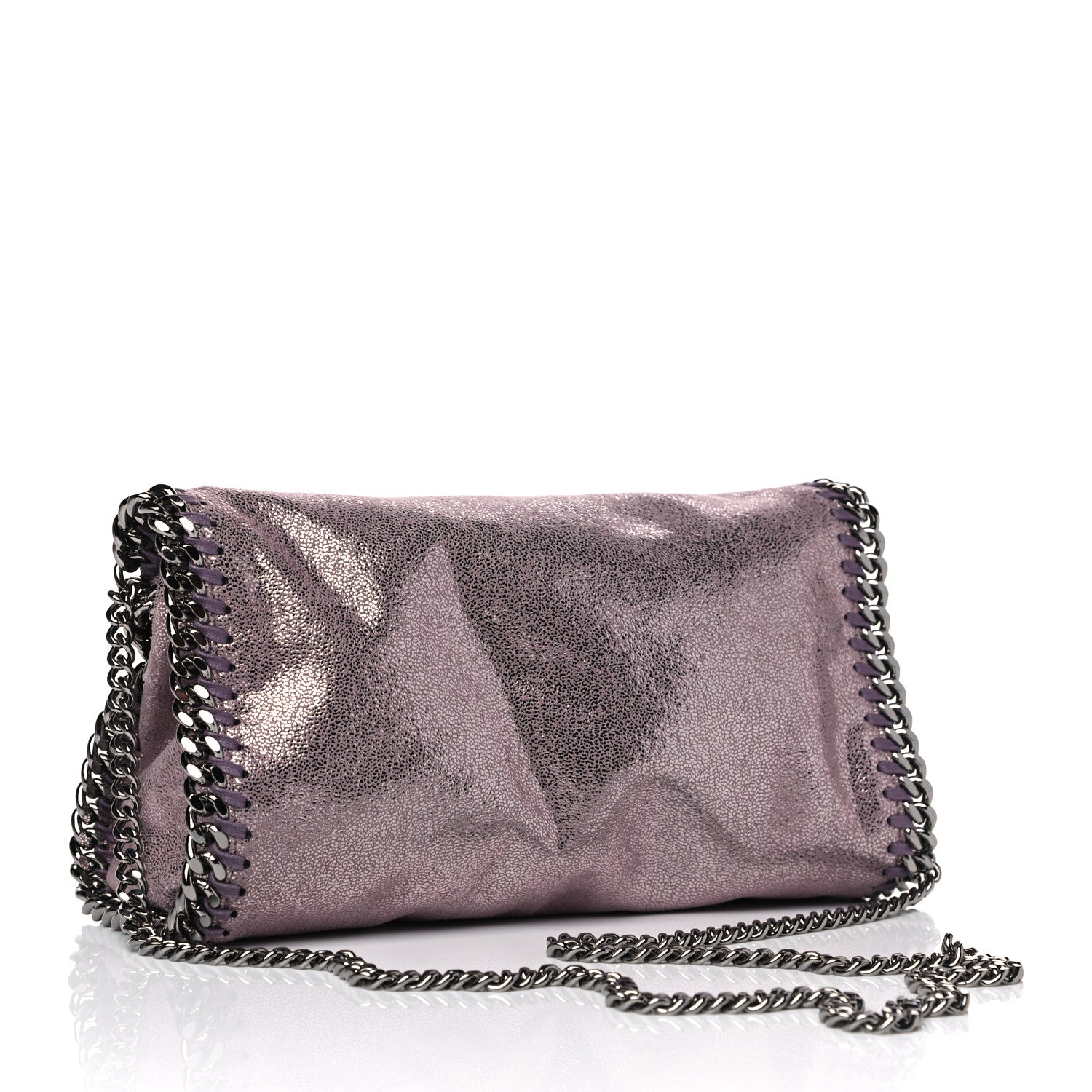 Stella McCartney Metallic Shaggy Deer Mini Falabella Fold Over Tote Light Purple 2 of 4