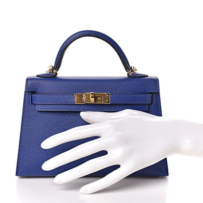 Hermes Epsom Mini Kelly Sellier 20 Bleu Electrique 3 of 29