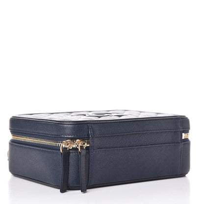 Chanel Caviar Quilted Medium CC Filigree Vanity Case Navy 4 of 7