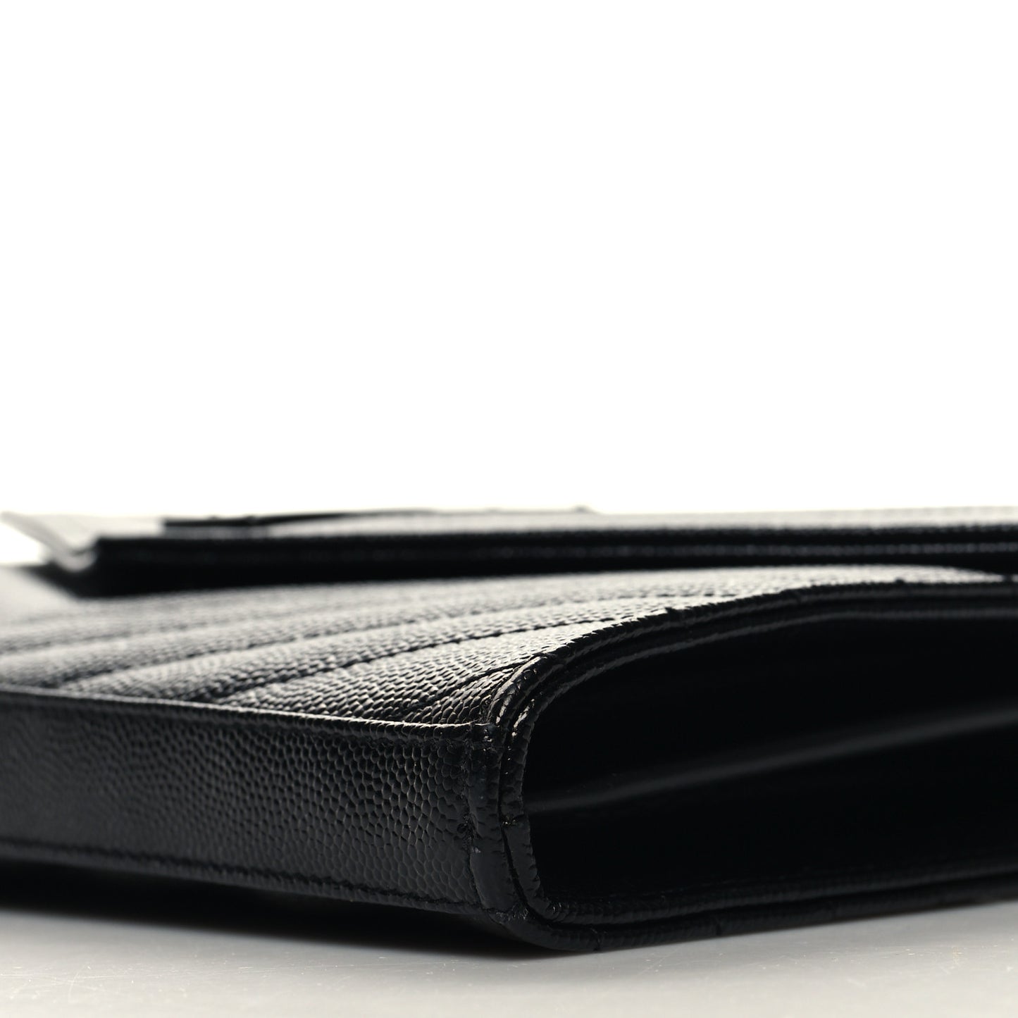 Grain De Poudre Matelasse Chevron Monogram Monochrome Chain Wallet Black