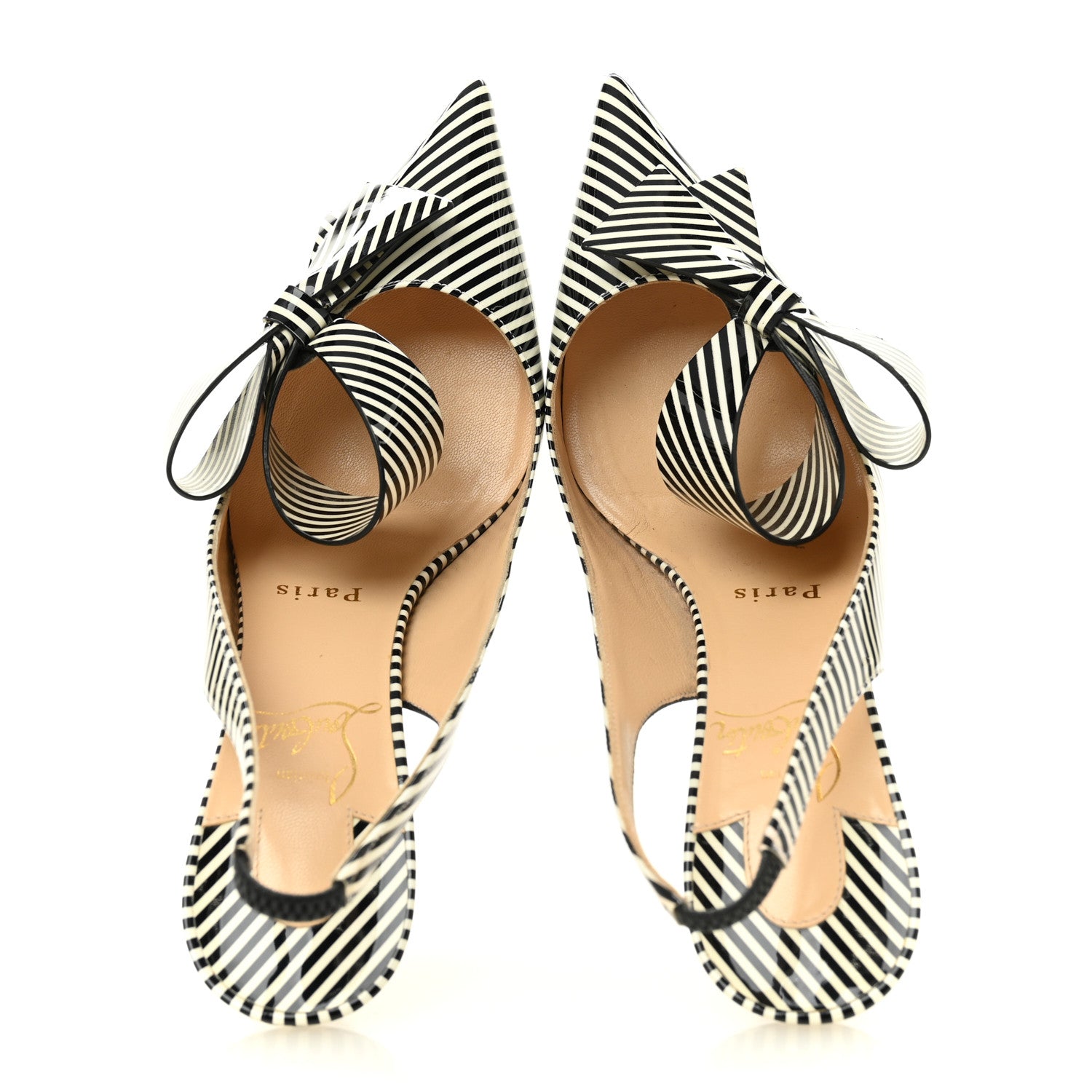 Christian Louboutin Patent Stripes Clare Nodo 80 Pumps 35 Black White 2 of 11