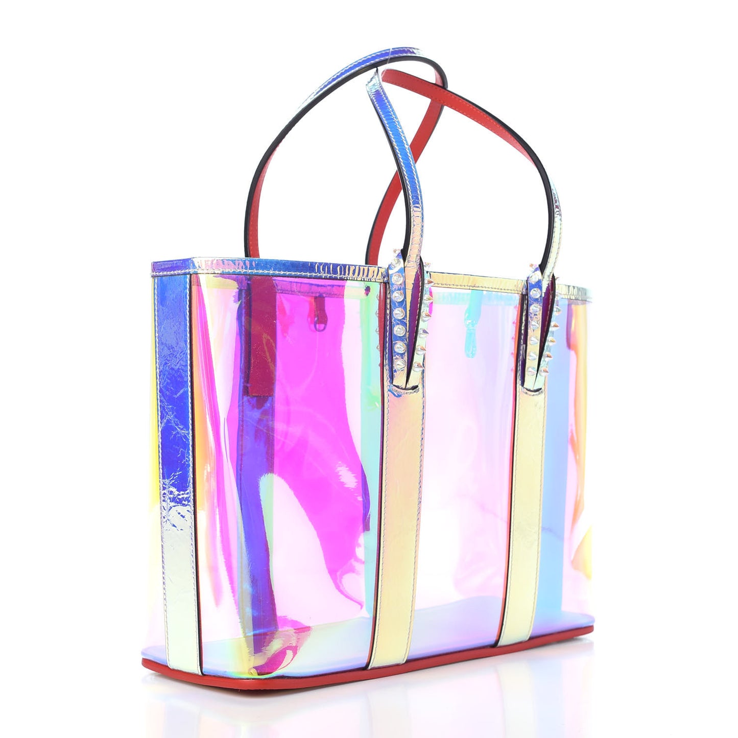 PVC Spikes East West Cabata Tote Clear Multicolor