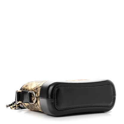Chanel Metallic Crumpled Goatskin Quilted Small Gabrielle Hobo Black Gold 4 of 9