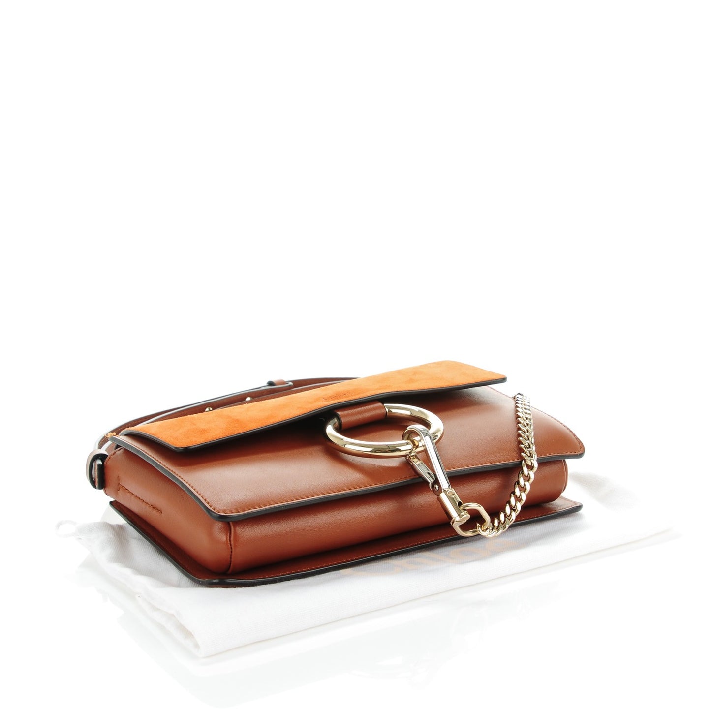 Suede Calfskin Small Faye Shoulder Bag Tobacco