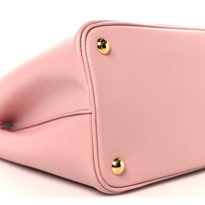Prada Saffiano Cuir Bi-Color Small Double Handle Bag Pesca Tamaris 8 of 9