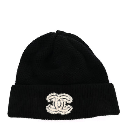 Chanel Cashmere CC Logo Beanie Hat Black 1 of 4