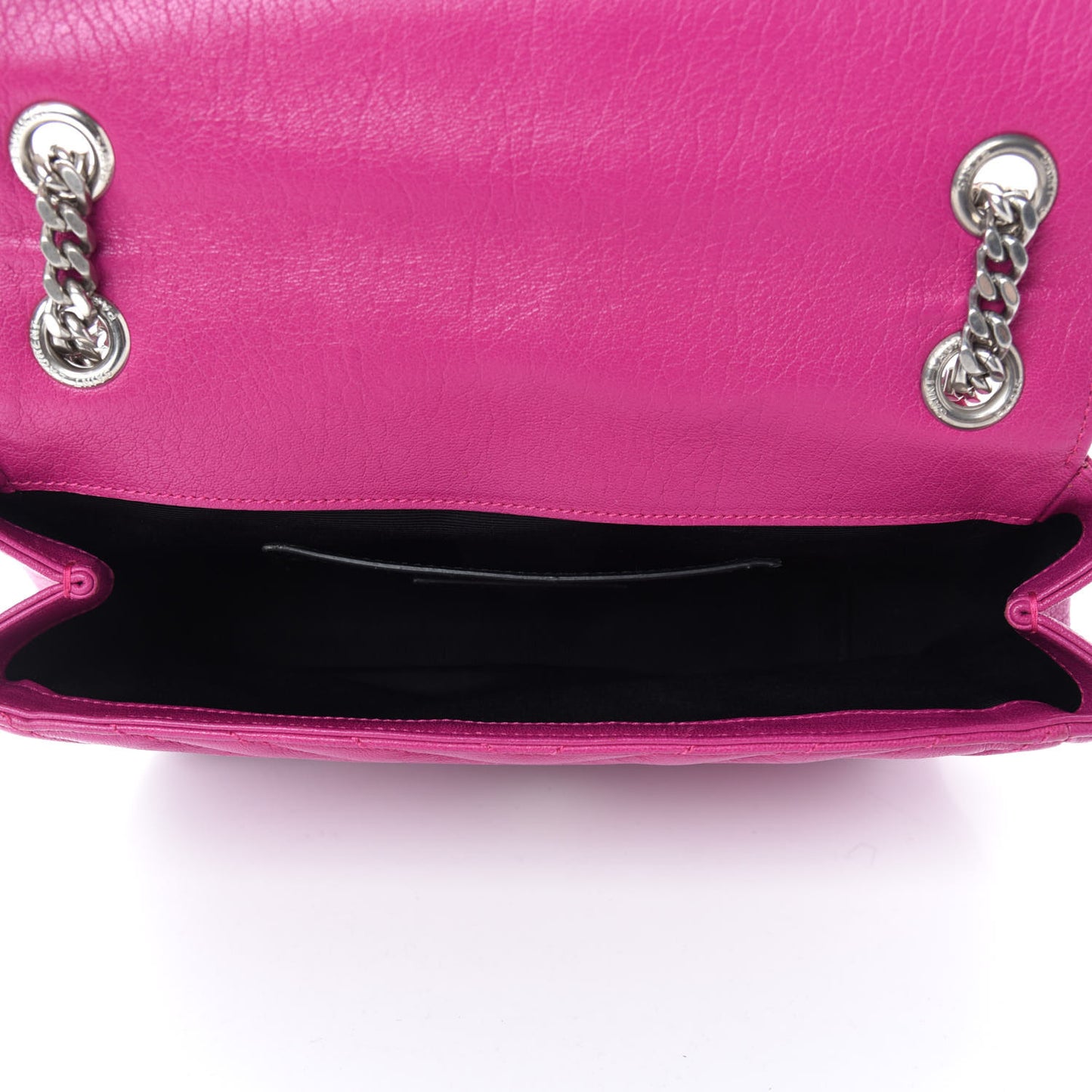 Sheepskin Matelasse Medium Monogram College Punk Chain Satchel Electric Fuxia