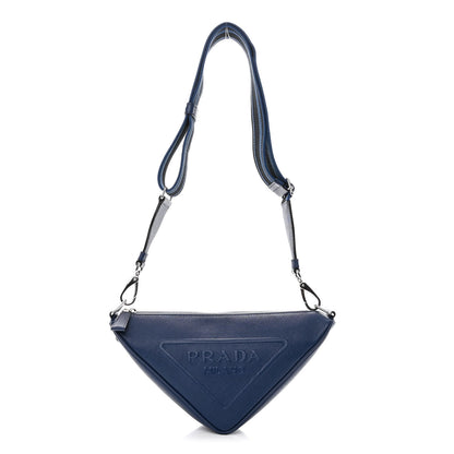 Prada Saffiano Triangle Shoulder Bag Bluette 1 of 9