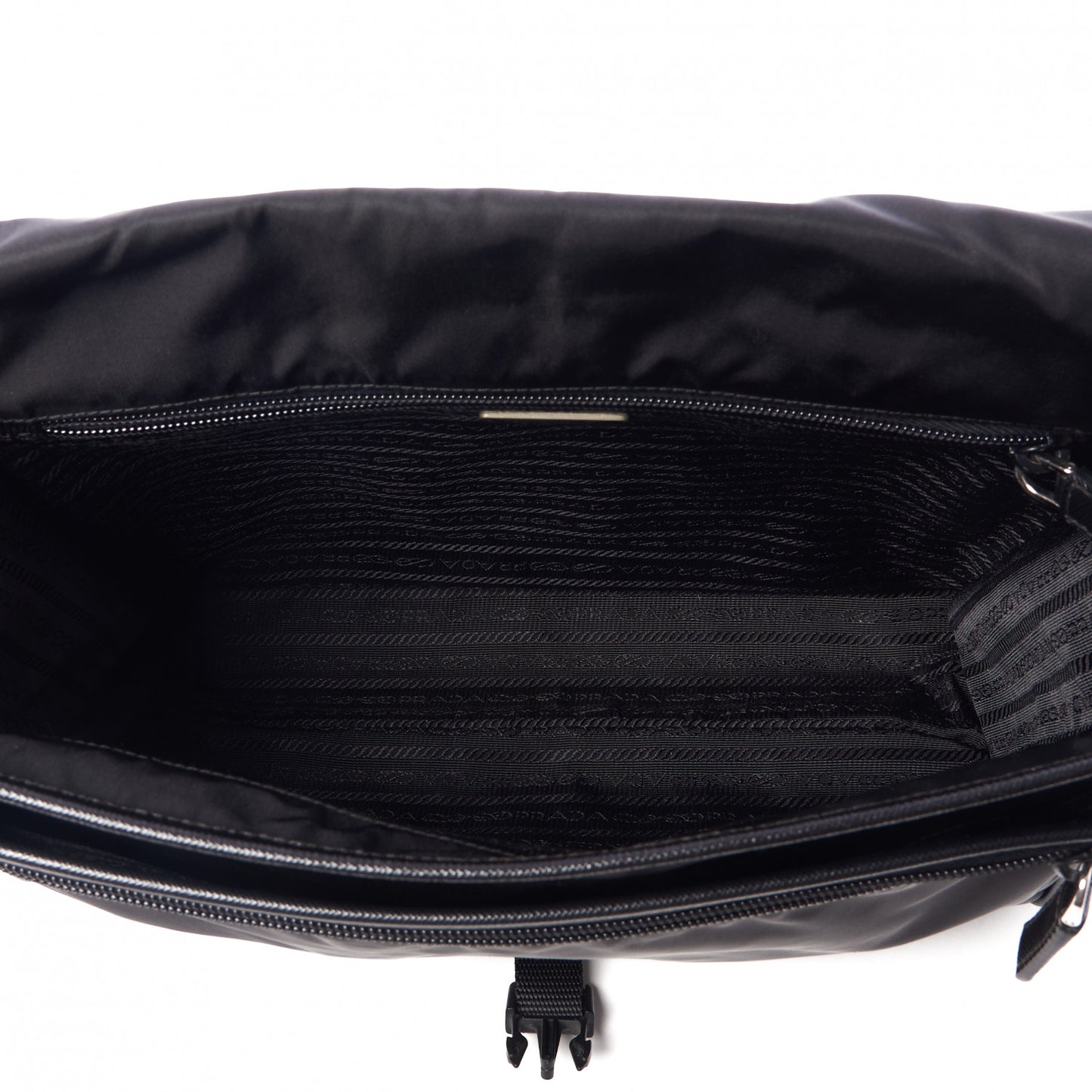 Tessuto Nylon Saffiano Logo Messenger Bag Black