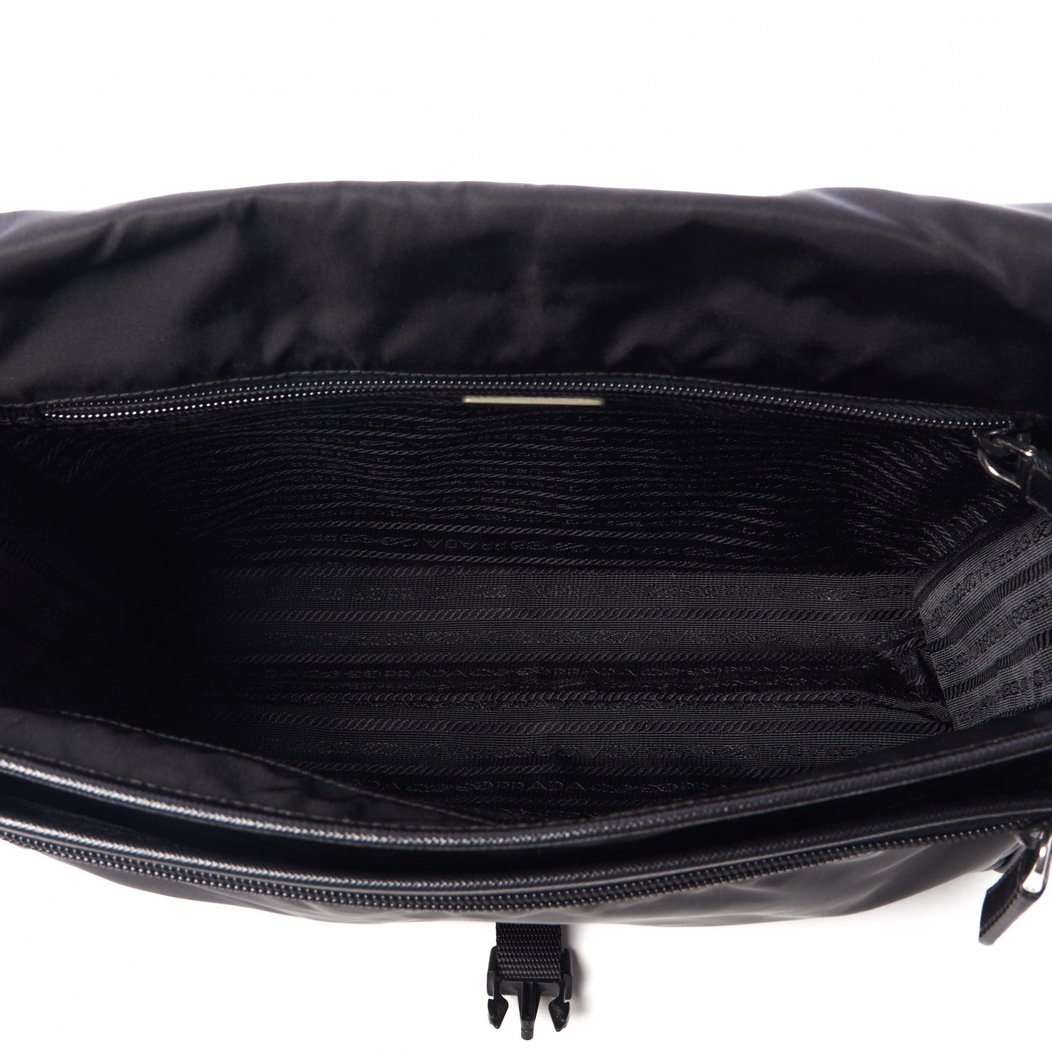 Prada Tessuto Nylon Saffiano Logo Messenger Bag Black 7 of 9