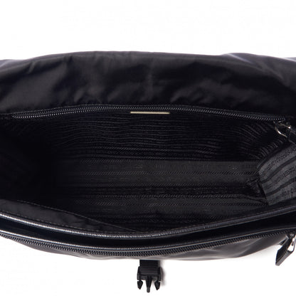 Prada Tessuto Nylon Saffiano Logo Messenger Bag Black 7 of 9