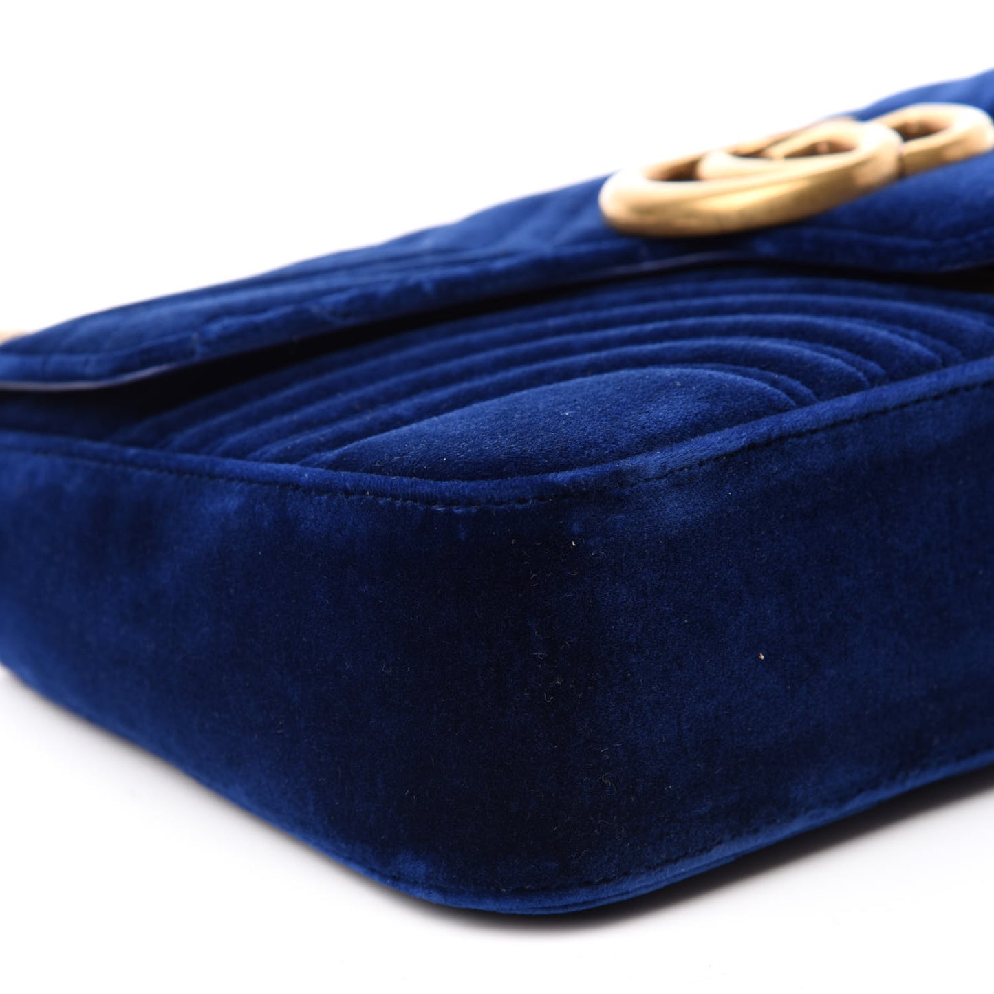 Velvet Matelasse Medium GG Marmont Shoulder Bag Cobalt Blue
