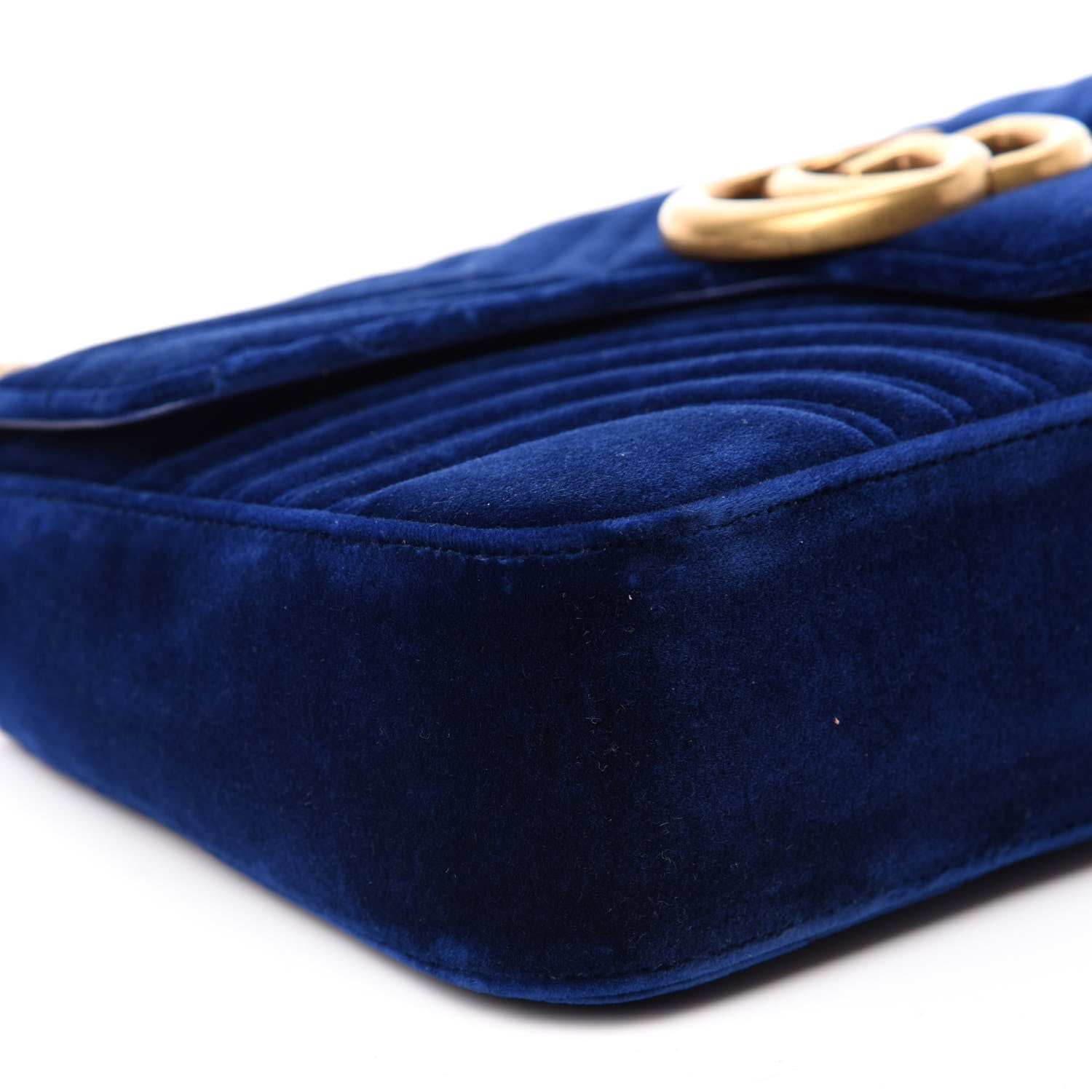 Gucci Velvet Matelasse Medium GG Marmont Shoulder Bag Cobalt Blue 7 of 11