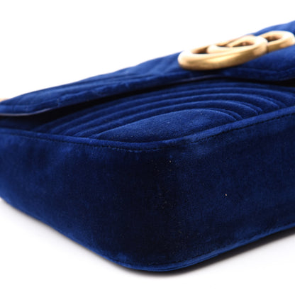 Gucci Velvet Matelasse Medium GG Marmont Shoulder Bag Cobalt Blue 7 of 11