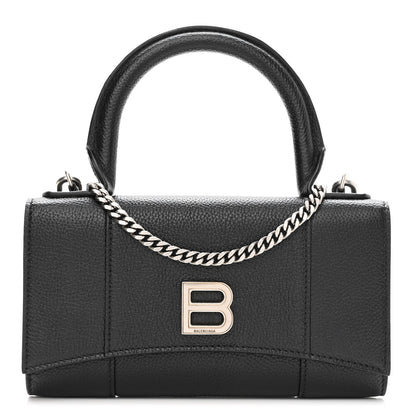 Balenciaga Grained Calfskin Hourglass Top Handle Crossbody Phone Holder Black 1 of 10