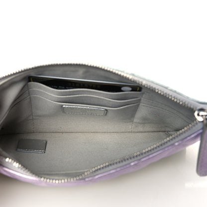 Chanel Gradient Metallic Calfskin Quilted Cosmetic Case Silver Blue Yellow Purple 5 of 8