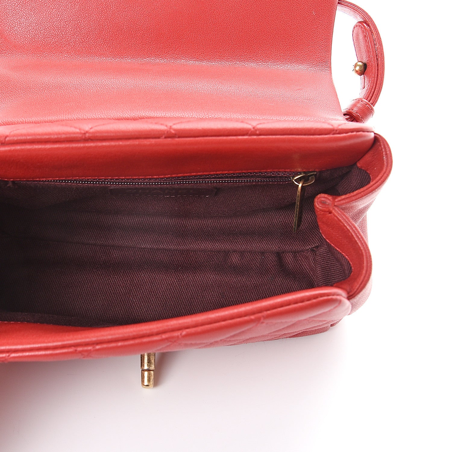 Chanel Shiny Sheepskin Quilted Mini Trapezio Flap Red 4 of 8