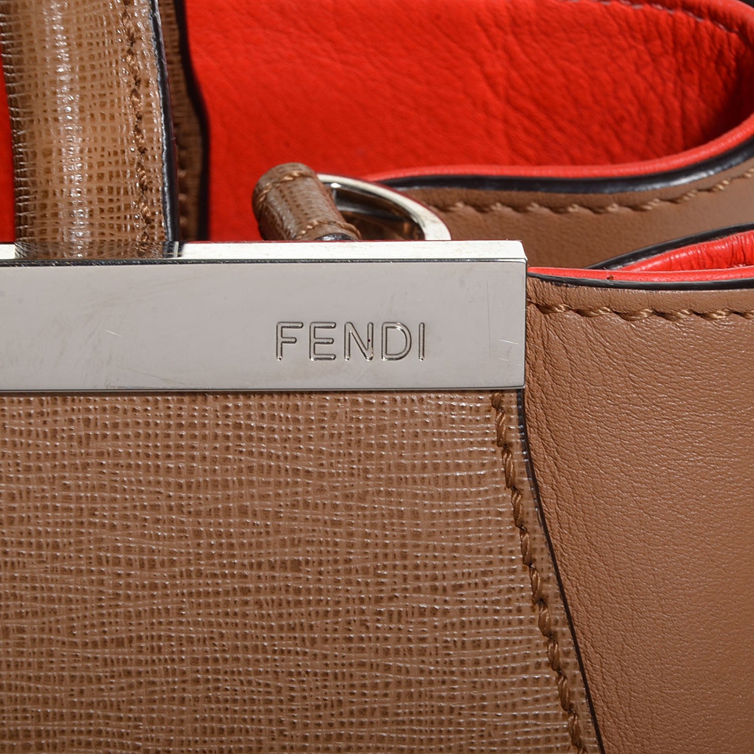 Fendi Vitello Elite Petite 2Jours Tote Orzo Papavero 12 of 12