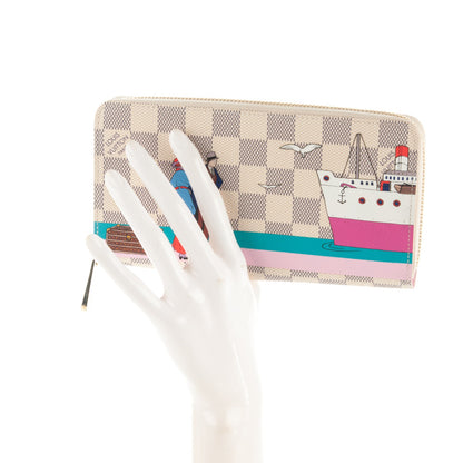 Louis Vuitton Damier Azur 2016 Christmas Animation Zippy Wallet Rose Ballerine 2 of 7
