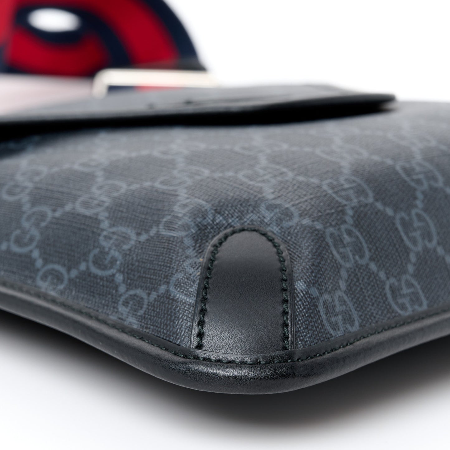 GG Supreme Monogram Web Medium Messenger Bag Black Grey