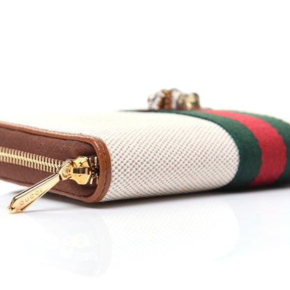 Gucci Vintage Canvas Calfskin Rajah Zip Around Wallet Sand Light Cuir 6 of 13