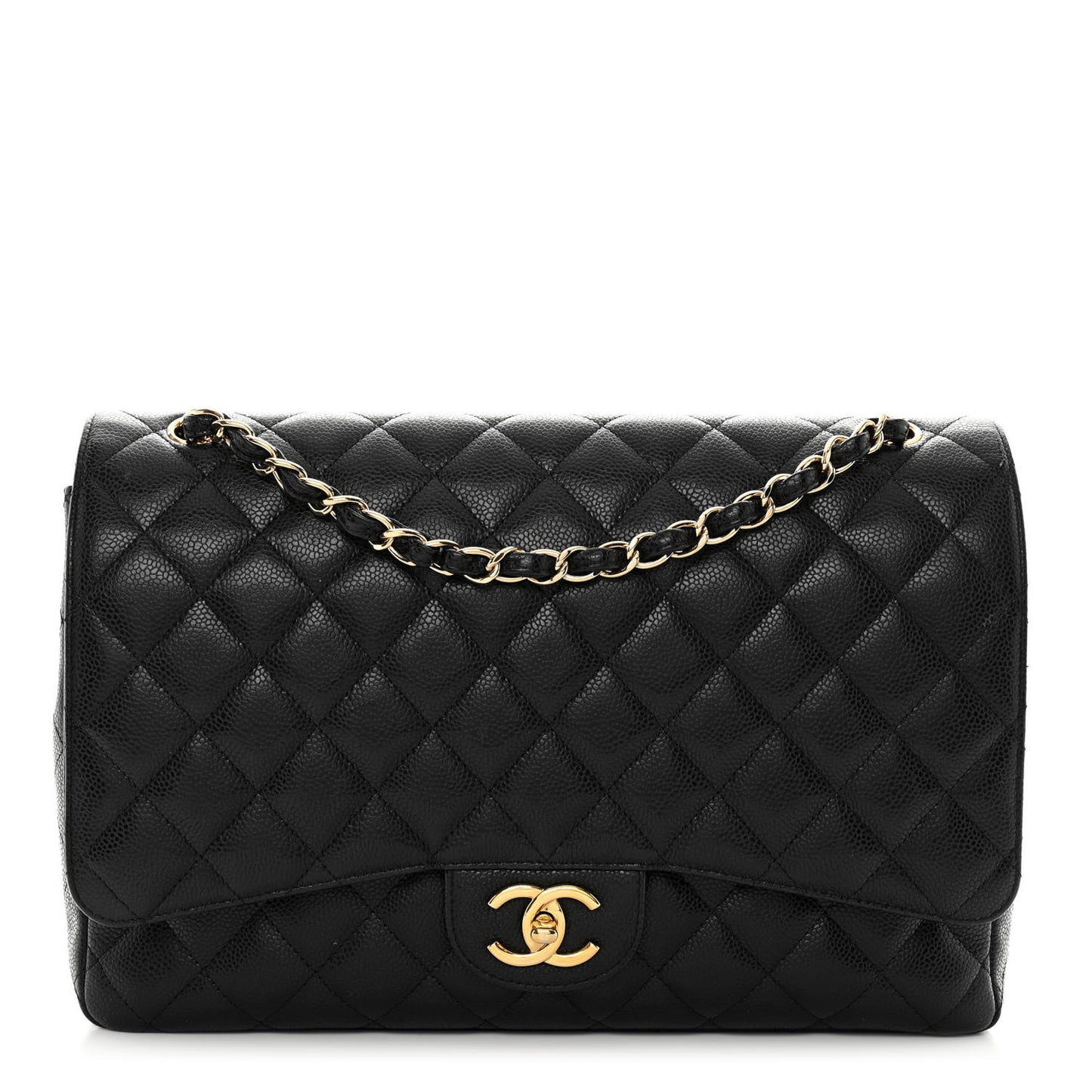 Caviar Quilted Maxi Double Flap Black