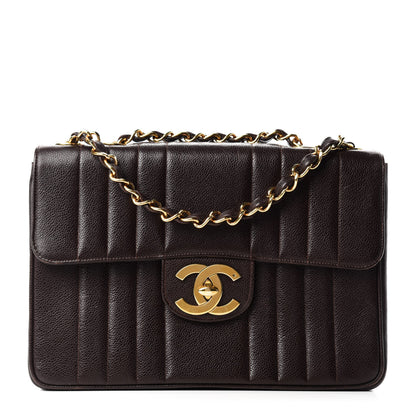 Chanel Caviar Vertical Quilted Jumbo Single Flap Brown 1 of 11