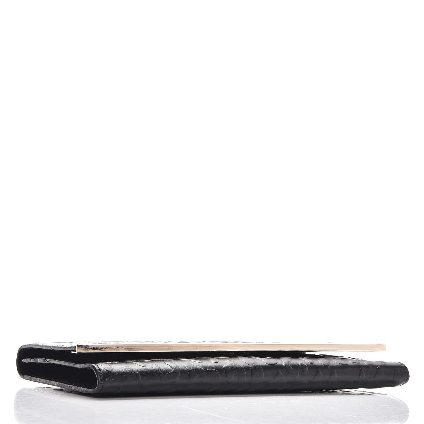 Calfskin Leopard Embossed Maia Clutch Black