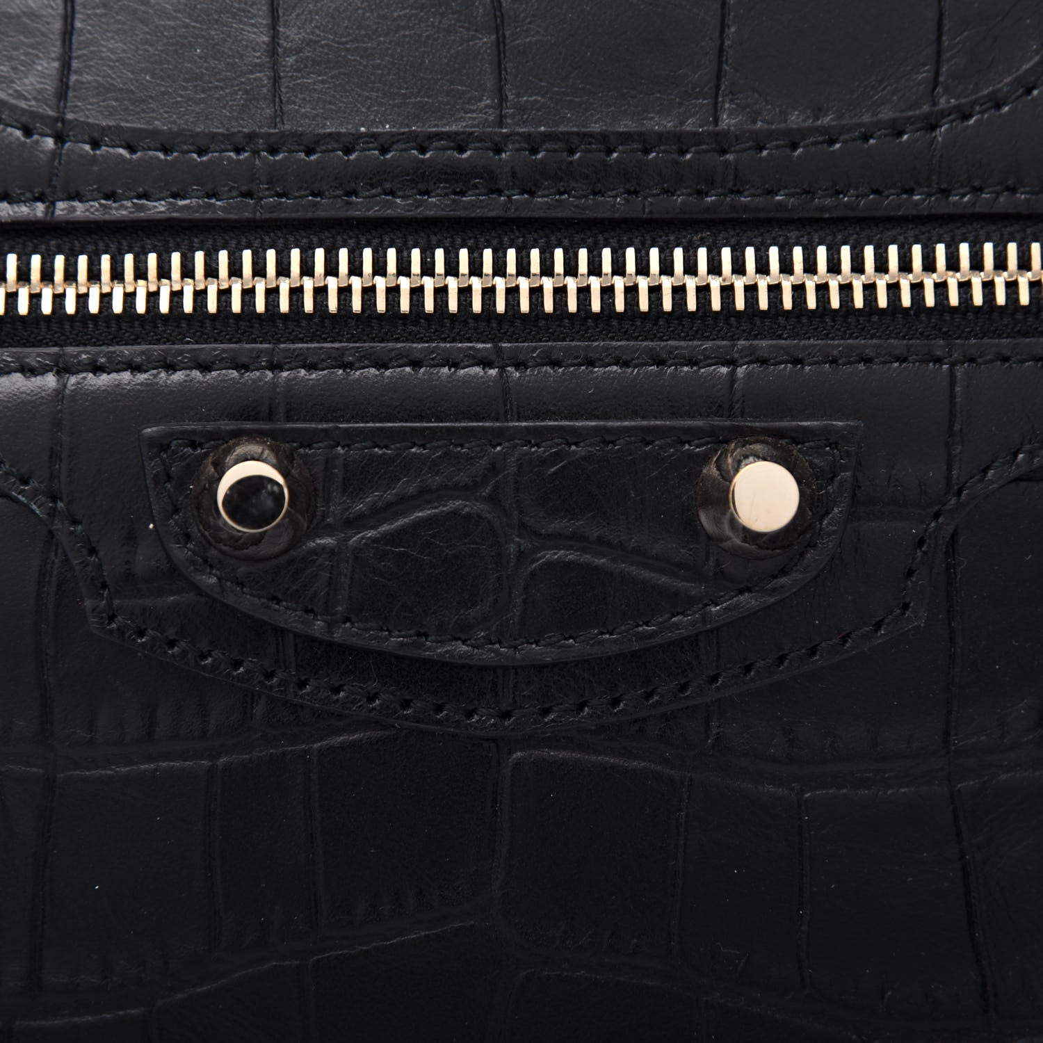 Balenciaga Calfskin Crocodile Embossed Classic SIlver Hardware Mini City Black 10 of 10