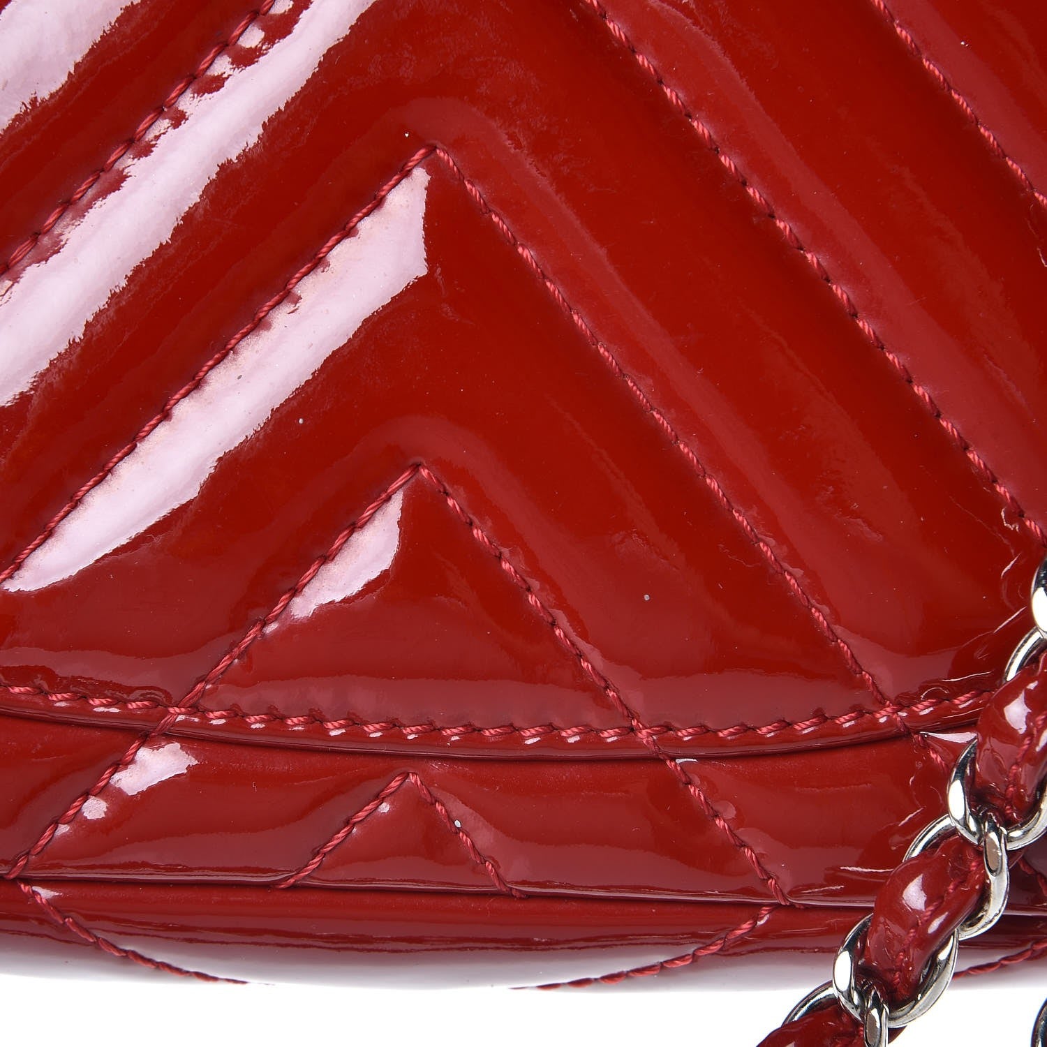 Chanel Patent Chevron Quilted Medium Single Flap Red 8 of 13