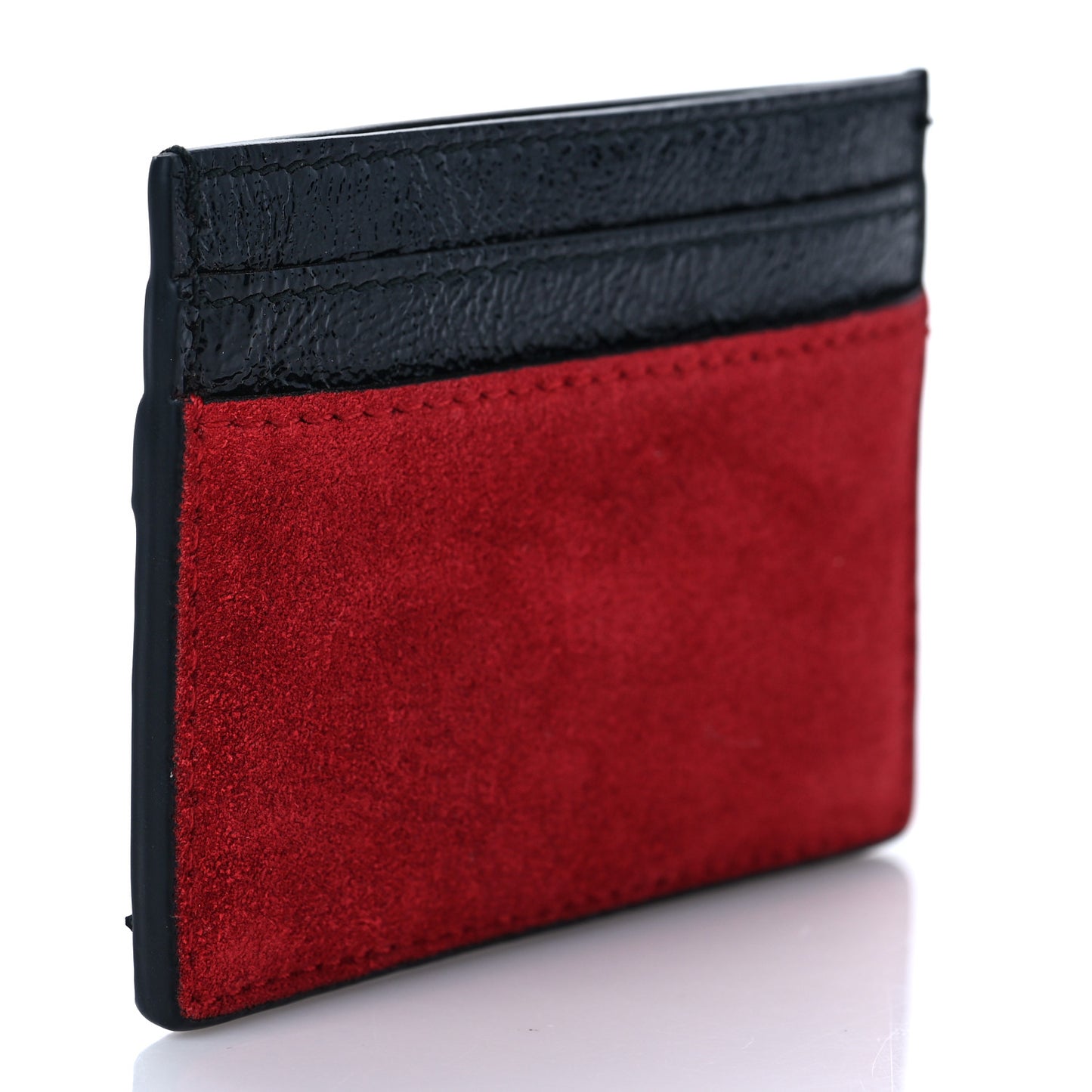Suede Patent Ophidia Card Holder Hibiscus Red Black