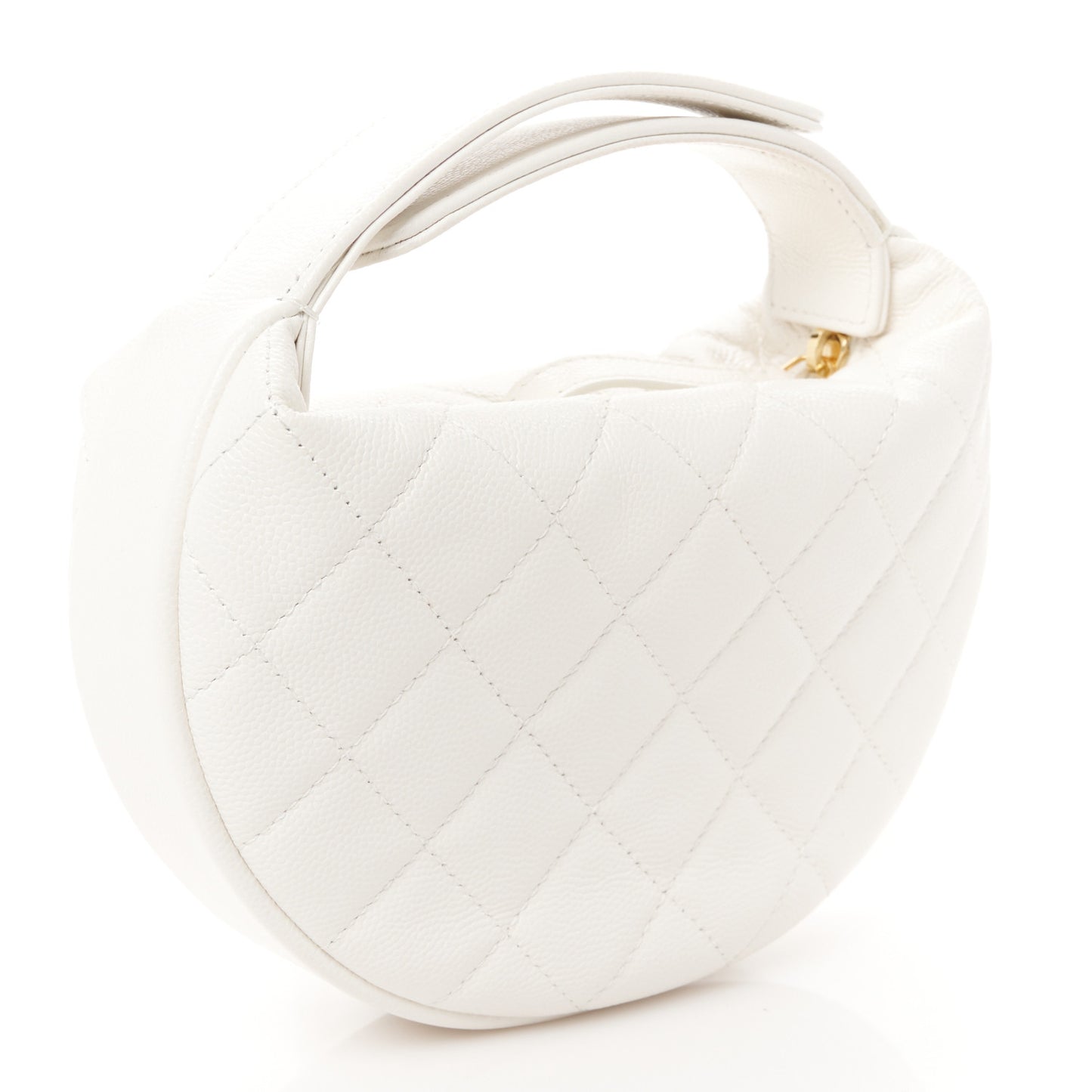Caviar Quilted Polly Pocket Pouch Hobo White