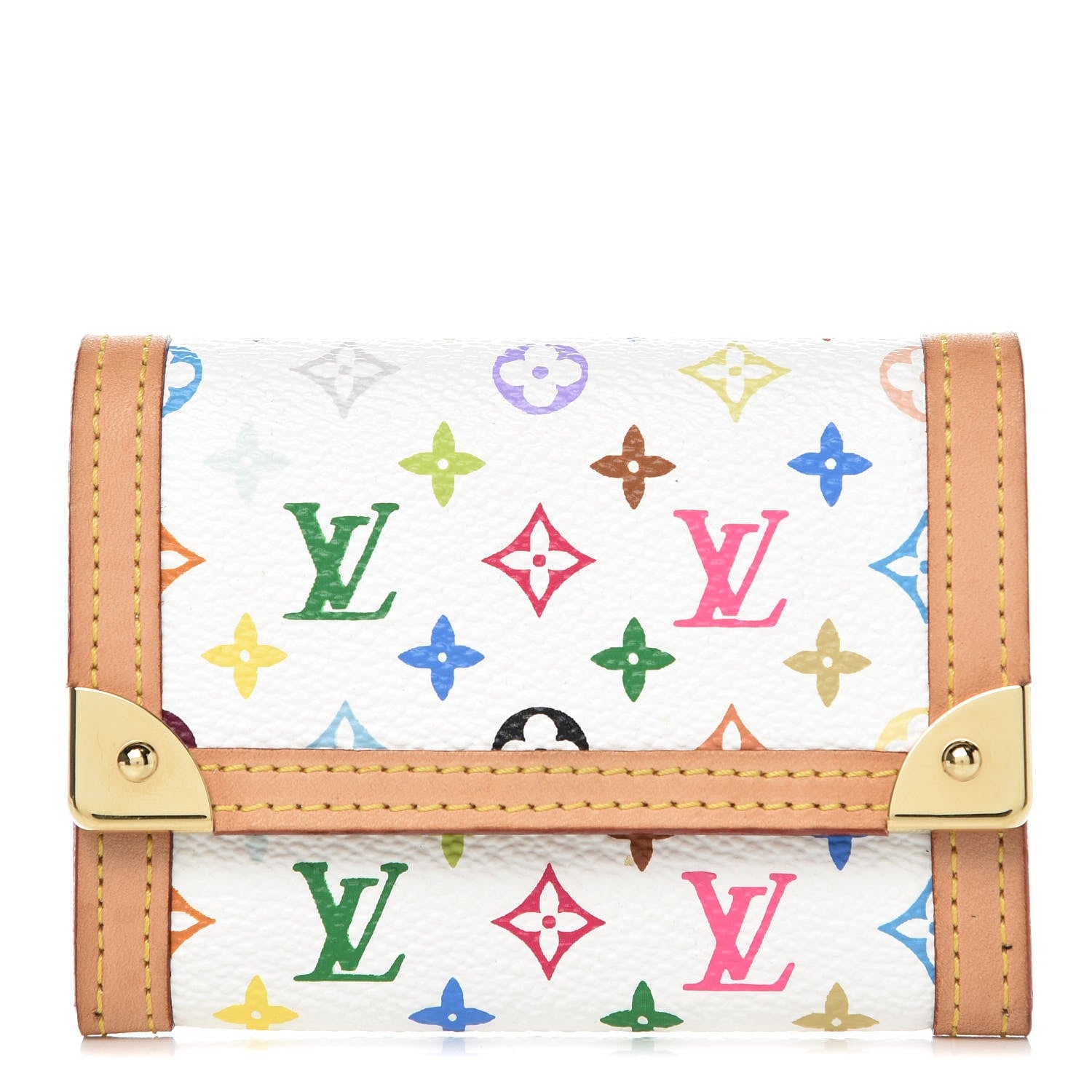 Louis Vuitton Monogram Multicolor Porte-Monnaie Plat Coin Purse White 1 of 7