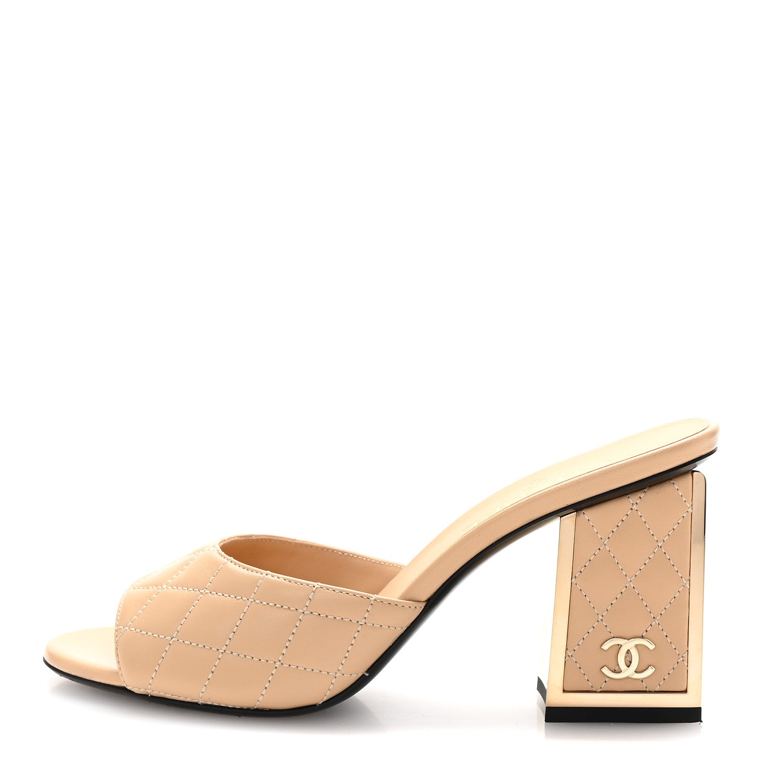 Chanel Lambskin Quilted CC Mules 40 Beige 1 of 9