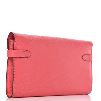 Hermes Chevre Mysore Kelly Longue Wallet Rose Lipstick 3 of 10
