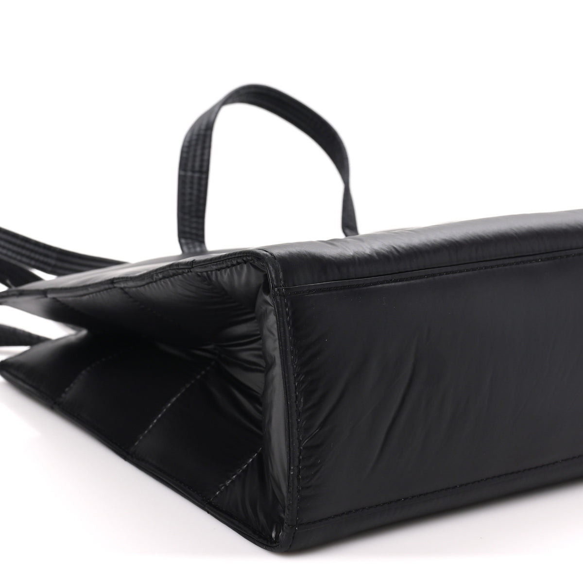 Nylon Medium Puff Shopping Bag Black