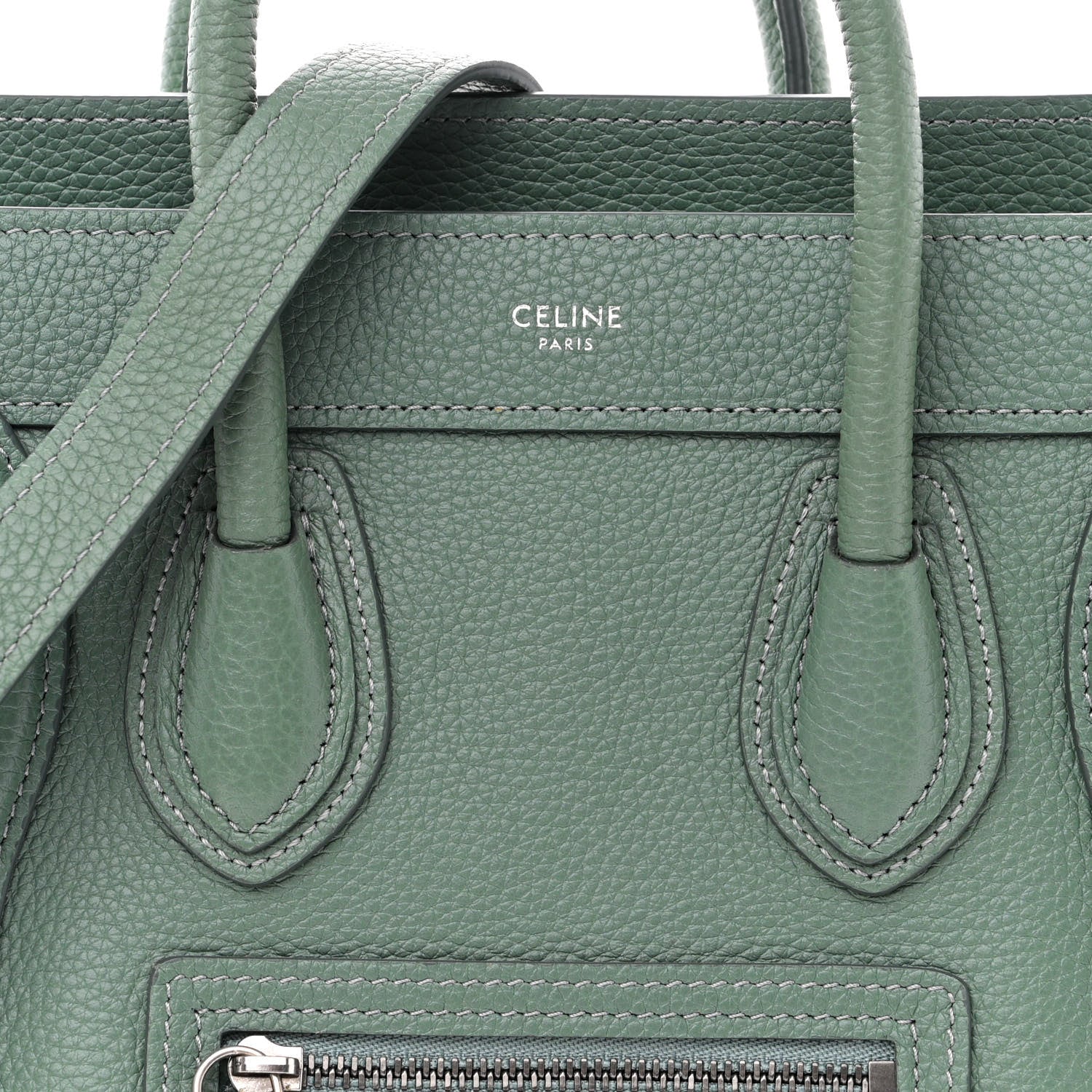 Celine Drummed Calfskin Nano Luggage Celadon 9 of 14