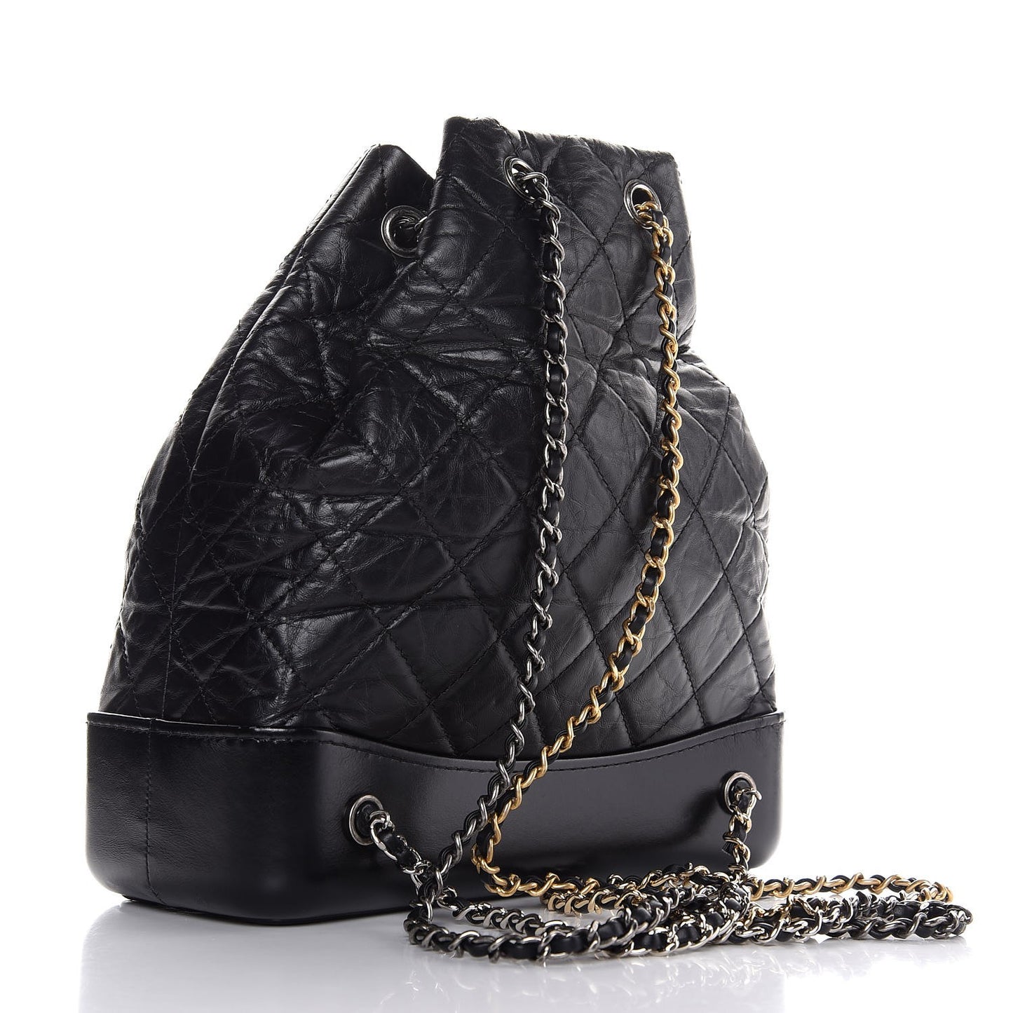 Aged Calfskin Quilted Gabrielle Backpack Black
