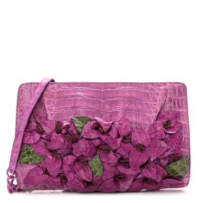 Nancy Gonzalez Crocodile Floral Clutch Pink 1 of 9