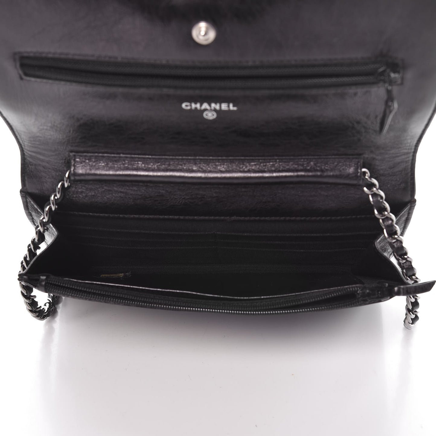 Glazed Aged Calfskin Reissue Wallet On Chain WOC Black