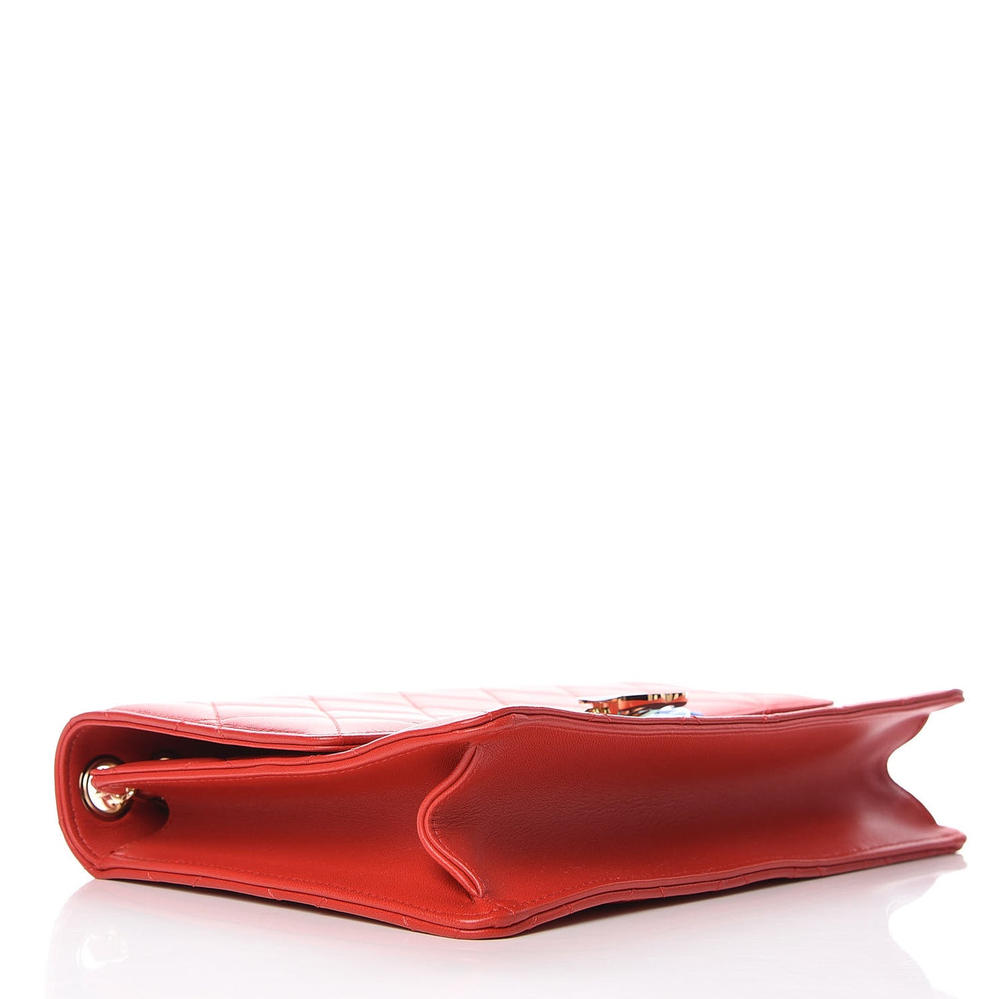 Lambskin Quilted Large Golden Class Flap Red