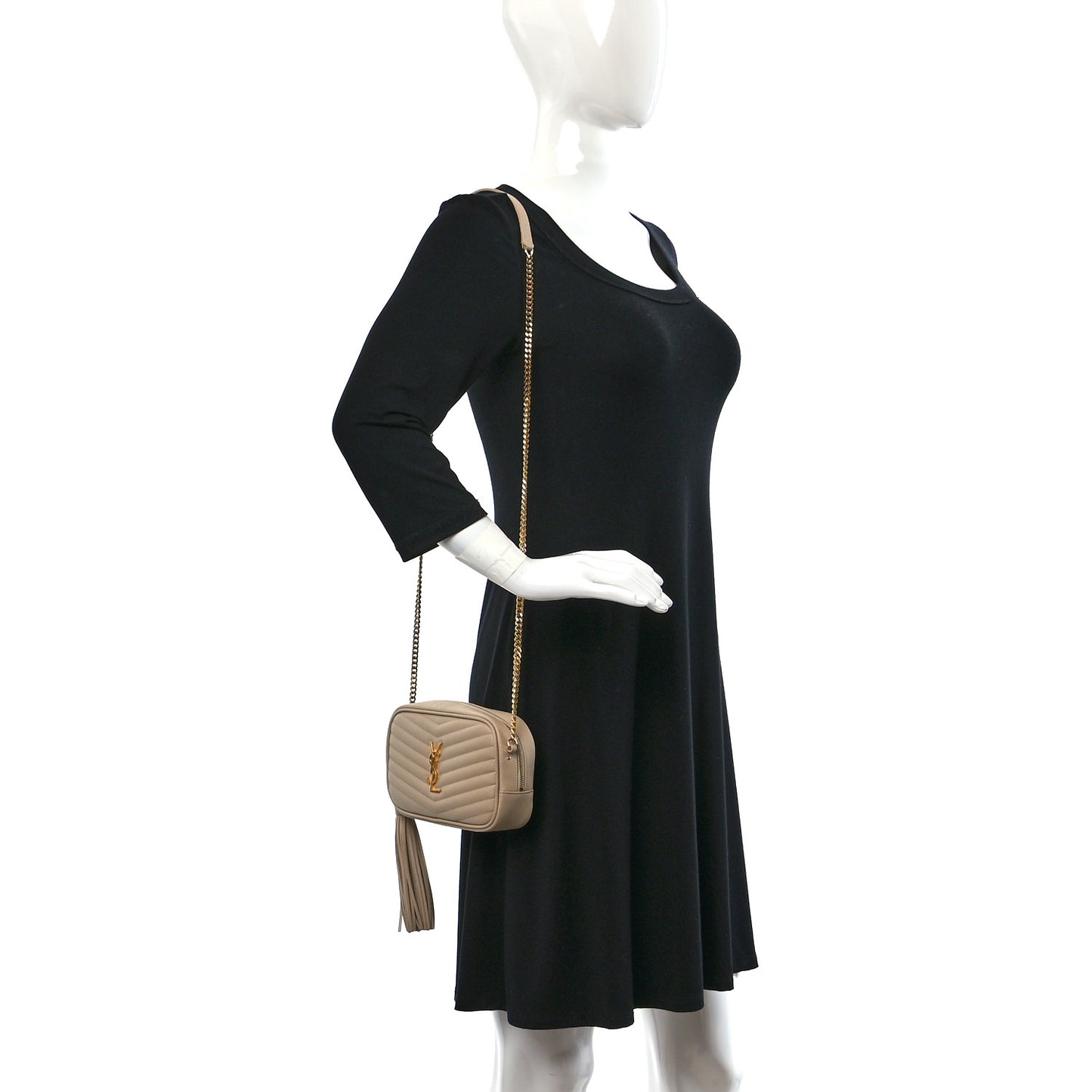 Grain De Poudre Matelasse Monogram Mini Lou Camera Bag Dark Beige